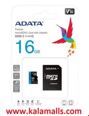 کارت حافظه 16 گیگابایت MicroSDHC ای دیتا مدل Premier کلاس 10 با استاندارد UHS-I و سرعت 100MBps به همراه آداپتور 