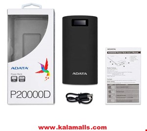  شارژر همراه ای دیتا مدل P20000D ظرفیت 20000 میلی آمپر ساعت adata p20000 