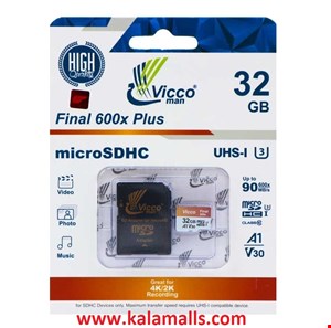  کارت حافظه microSDHC ویکومن مدل 600X کلاس 10 استاندارد UHS-I A1 سرعت 90MBps ظرفیت 32 گیگابایت به همراه آداپتور SD  