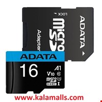 کارت حافظه 16 گیگابایت MicroSDHC ای دیتا مدل Premier کلاس 10 با استاندارد UHS-I و سرعت 100MBps به همراه آداپتور