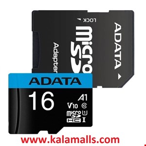 کارت حافظه 16 گیگابایت MicroSDHC ای دیتا مدل Premier کلاس 10 با استاندارد UHS-I و سرعت 100MBps به همراه آداپتور