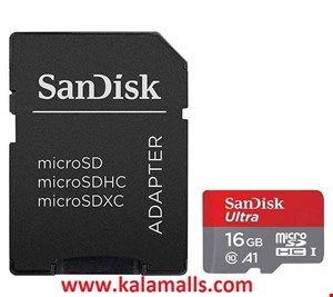  کارت حافظه microSDHC سن دیسک مدل Ultra A1 کلاس 10 استاندارد UHS-I U1 سرعت 98MBps ظرفیت 16 گیگابایت به همراه آداپتور SD 