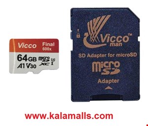  کارت حافظه microSDXC ویکومن مدل 600X Plus کلاس 10 استاندارد UHS-I U3 سرعت 90MBps ظرفیت 128 گیگابایت به همراه آداپتور SD 